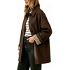 image:imageWomens Mid Long Single Breasted Trench Coat Oversized Windbreaker Jacket  Lapel Long Sleeve Windproof Jackets for Women Fall Fashion Clothes Plaid Lining Trench Jacket with Pockets Loose Rain CoatChocolate