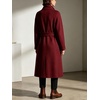 image:imageWomens Single Breasted Pea Coat Wool Blend Stand Collar Winter Overcoat  Funnel Neck Midi Trench Coat Women Dressy Long Sleeve Wrap Jacket Casual Thicken Wool Peacoat Womens Coat with PocketsWine