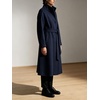 image:imageWomens Single Breasted Pea Coat Wool Blend Stand Collar Winter Overcoat  Funnel Neck Midi Trench Coat Women Dressy Long Sleeve Wrap Jacket Casual Thicken Wool Peacoat Womens Coat with PocketsNavy Blue