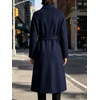 image:imageWomens Single Breasted Pea Coat Wool Blend Stand Collar Winter Overcoat  Funnel Neck Midi Trench Coat Women Dressy Long Sleeve Wrap Jacket Casual Thicken Wool Peacoat Womens Coat with PocketsNavy Blue