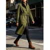 image:imageWomens Single Breasted Pea Coat Wool Blend Stand Collar Winter Overcoat  Funnel Neck Midi Trench Coat Women Dressy Long Sleeve Wrap Jacket Casual Thicken Wool Peacoat Womens Coat with PocketsGreen