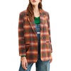 image:imageCHARTOU Women Winter Plaid Wool Peacoat Oversized Long Sleeve Blazer Jacket  Vintage Plaid Wool Winter Warm Jacket Notched Lapel Long Sleeve Trench Overcoat Singe Button Blazer Jacket OuterwearRed
