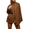 image:imageCHARTOU Women Winter Wool Blend Coat Scarf Belted Short Trench Overcoat  Detachable Scarf Long Sleeve Warm Midi Pea Coat Adjustable Belt Fall Winter Casual Outerwear with PocketsBrown