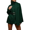 image:imageCHARTOU Women Winter Wool Blend Coat Scarf Belted Short Trench Overcoat  Detachable Scarf Long Sleeve Warm Midi Pea Coat Adjustable Belt Fall Winter Casual Outerwear with PocketsGreen
