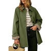 image:imageWomens Mid Long Single Breasted Trench Coat Oversized Windbreaker Jacket  Lapel Long Sleeve Windproof Jackets for Women Fall Fashion Clothes Plaid Lining Trench Jacket with Pockets Loose Rain CoatGreen