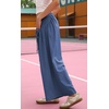 image:imageCHARTOU Women Summer Tie Front Wide Leg Pants Casual Loose Elastic Waist Baggy Pants with PocketsNavy