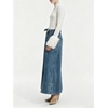 image:imageCHARTOU Women Denim Maxi Skirt High Rise A Line Belted Skirt with PocketsBlue