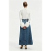 image:imageCHARTOU Women Denim Maxi Skirt High Rise A Line Belted Skirt with PocketsBlue