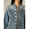 image:imageCHARTOU Women Fall Cropped Denim Jacket Stand Collar Button Down Jean CoatBlue