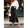 image:imageCHARTOU Women High Waist Denim Midi Skirt Lace Patchwork Casual Jean SkirtBlack