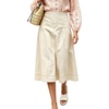 image:imageWomen Denim Midi Skirt High Waist Dressy Ruffle A Line Patchwork Jean SkirtOffwhite