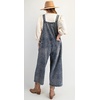 image:imageCHARTOU Women Loose Leopard Print Adjustable Strap Denim Jumpsuit Wide Leg Crop Pants One Piece OutfitsBlue