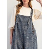 image:imageCHARTOU Women Loose Leopard Print Adjustable Strap Denim Jumpsuit Wide Leg Crop Pants One Piece OutfitsBlue