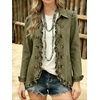 image:imageCHARTOU Women Ruffle Denim Jacket Button Down Long Sleeve Casual Jean CoatArmy Green