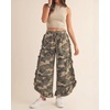 image:imageCHARTOU Womens Y2k Drawstring Jeans Baggy Distressed Ruffle Trim Denim Camo PantsCamo