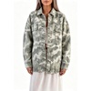 image:imageCamo Jean Jacket Women Button Down Oversized Denim Jacket with PocketsGreen