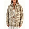 image:imageCamo Jean Jacket Women Button Down Oversized Denim Jacket with PocketsKhaki