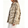 image:imageCamo Jean Jacket Women Button Down Oversized Denim Jacket with PocketsKhaki