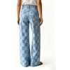 image:imageWomen Checkered Flared Jeans Baggy Midi Waisted Plaid Denim Wide Leg PantsLight Green