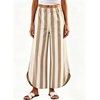 image:imageWomen Striped Wide Leg Jeans Y2k Elastic Waist Tulip Hem Ankle Denim PantsKhaki