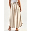 image:imageWomen Striped Wide Leg Jeans Y2k Elastic Waist Tulip Hem Ankle Denim PantsKhaki
