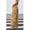 image:imageWomen Summer Wide Leg Crop Palazzo Denim Pants Loose Boho Floral Ankle JeansKhaki