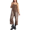 image:imageCHARTOU Women Loose Leopard Print Adjustable Strap Denim Jumpsuit Wide Leg Crop Pants One Piece OutfitsCoffee