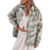 image:imageCamo Jean Jacket Women Button Down Oversized Denim Jacket with PocketsGreen