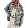 image:imageCamo Jean Jacket Women Button Down Oversized Denim Jacket with PocketsGrey