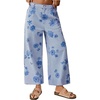 image:imageWomen Summer Wide Leg Crop Palazzo Denim Pants Loose Boho Floral Ankle JeansLight Blue