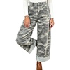 image:imageWomen Y2k Camo Denim Pants Baggy Casual High Rise Cuffed Hem Wide Leg JeansGrey Camo