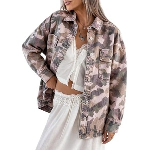 image:imageCamo Jean Jacket Women Button Down Oversized Denim Jacket with PocketsPink