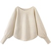 image:imageCHARTOU Women 2 Piece Knit Loungewear Set Batwing Sleeve Sweater with Butt Cover Pants Matching OutfitCream