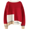 image:imageCHARTOU Women Color Block Cardigan Sweater Chunky Knit Button Open Front Loose Fit Coatigan OutwearRed