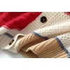 image:imageCHARTOU Women Color Block Cardigan Sweater Chunky Knit Button Open Front Loose Fit Coatigan OutwearRed