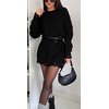 image:imageCHARTOU Women Fall Chunky Sweater Mini Dress Distressed Long Sleeve Pullover SweaterBlack