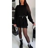 image:imageCHARTOU Women Fall Chunky Sweater Mini Dress Distressed Long Sleeve Pullover SweaterBlack