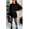 image:imageCHARTOU Women Fall Chunky Sweater Mini Dress Distressed Long Sleeve Pullover SweaterBlack