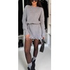 image:imageCHARTOU Women Fall Chunky Sweater Mini Dress Distressed Long Sleeve Pullover SweaterGrey