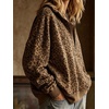 image:imageCHARTOU Women Fashion Leopard Faux Suede Sweatshirt Half Zip Oversized Pullover TopBrown