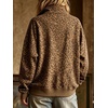 image:imageCHARTOU Women Fashion Leopard Faux Suede Sweatshirt Half Zip Oversized Pullover TopBrown
