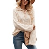 image:imageCHARTOU Womens Fashion Jumper Sweater Loose Fit Zigzag Long Sleeve Lapel Polo Collar PulloverApricot