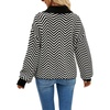 image:imageCHARTOU Womens Fashion Jumper Sweater Loose Fit Zigzag Long Sleeve Lapel Polo Collar PulloverBlack