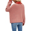 image:imageCHARTOU Womens Fashion Jumper Sweater Loose Fit Zigzag Long Sleeve Lapel Polo Collar PulloverRed