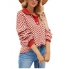 image:imageCHARTOU Womens Fashion Jumper Sweater Loose Fit Zigzag Long Sleeve Lapel Polo Collar PulloverRed
