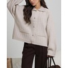 image:imageCHARTOU Womens Lightweight Cardigan Lapel Bell Sleeve Oversized Sweater Fall Casual Jumper Dressy KnitwearApricot