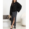 image:imageCHARTOU Womens Lightweight Cardigan Lapel Bell Sleeve Oversized Sweater Fall Casual Jumper Dressy KnitwearBlack