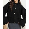 image:imageCHARTOU Womens Lightweight Cardigan Lapel Bell Sleeve Oversized Sweater Fall Casual Jumper Dressy KnitwearBlack