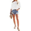 image:imageCHARTOU Womens Oversized Crewneck Batwing Sleeve Waffle Knit Sweatshirt Pullovers SweaterWhite