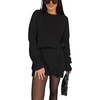 image:imageCHARTOU Women Fall Chunky Sweater Mini Dress Distressed Long Sleeve Pullover SweaterBlack